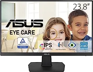 ASUS VA24EHE Eye Care Monitor – 24 inch (23.8 inch viewable), Full HD, IPS, Frameless, 75Hz, Adaptive-Sync/FreeSync™, Low Blue Light, Flicker Free, Wall Mountable