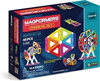 63074 Magformers Creator Carnival Set (46 قطعة) مجموعة بناء فاخرة. مكعبات بناء مغناطيسية ، بلاط مغناطيسي تعليمي ، مجموعة ألعاب مغناطيسية للبناء الجذعي