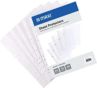 Maxi MX-RP25-40 Micron Poly Sheet Protector 25 Pieces, A4 Size, 25 Pieces