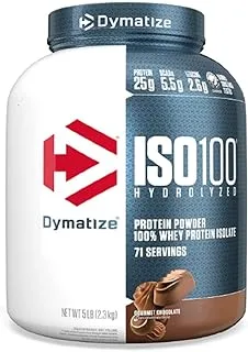 Dymatize ISO 100 مسحوق البروتين المتحلل 100٪ بروتين مصل اللبن المعزول ، شوكولاتة فاخرة ، 2.3 كجم