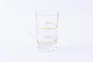 Glass Tea Tumbler W/Handle Set Retro Gold Violet/6Pcs