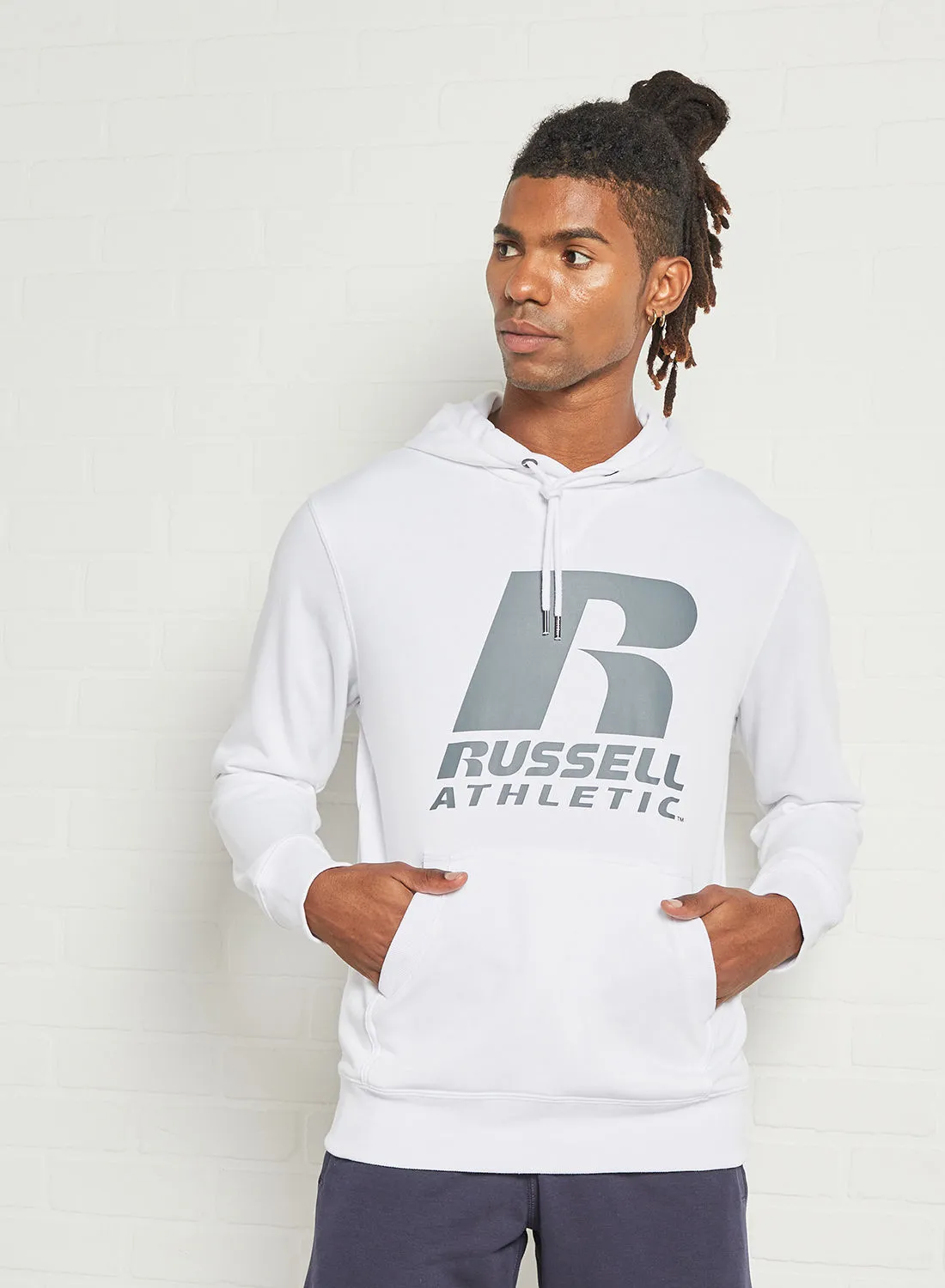 Russell Athletic Logo Print Hoodie White