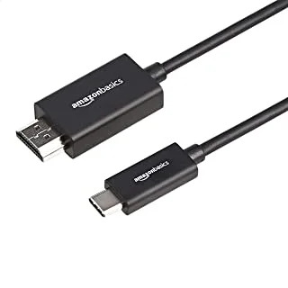Amazon Basics Premium Aluminum USB-C to HDMI Cable Adapter (Thunderbolt 3 Compatible) 4K@60Hz, 0.91 meters, Black