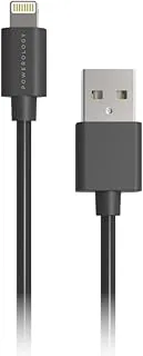 Powerology Charger Cable PVC, Lighting Cable MFi 1.2m/4ft Charge & Sync, Compatible With iPhone 11/11 Pro/11 Pro Max/Xs/Xs Max/9/SE2/8/8 Plus and more (Black)