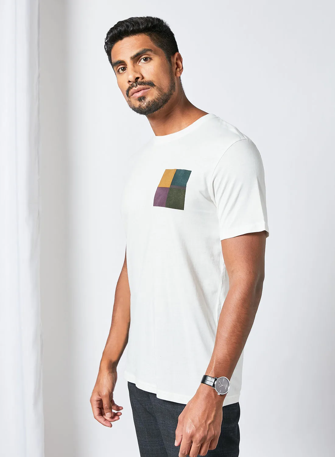 Selected Homme Block Print T-Shirt White
