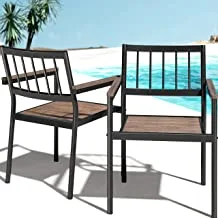 ZINUS Savannah Aluminum and Bamboo Outdoor Dining Armchairs - Set of 2 / Premium Patio Chairs/Weather Resistant and Rust Proof/Easy Assembly