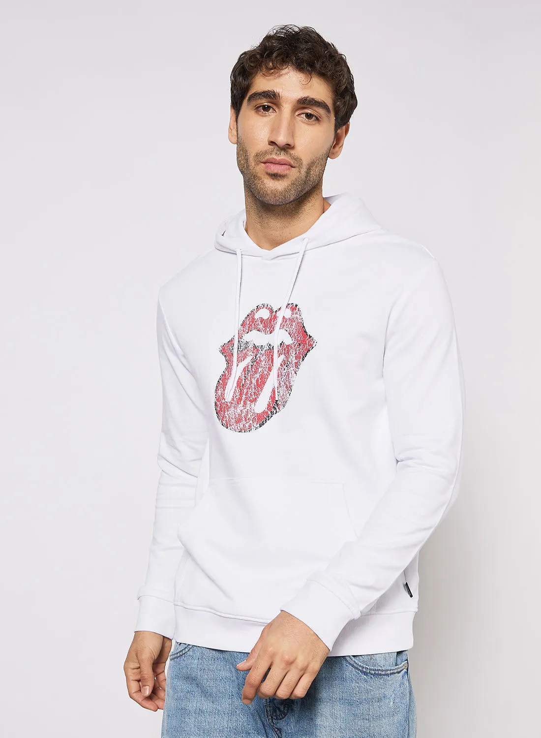 ONLY & SONS Rolling Stone Graphic Hoodie White