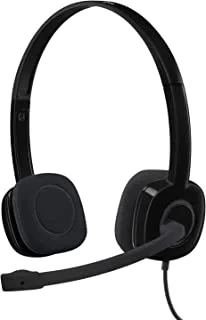 Logitech H151 Wired Headset, Stereo Headphones With Rotating Noise Cancelling Microphone, 3.5 mm Audio Jack, In Line Controls, Pc/Mac/Laptop/Tablet/Smartphone Black
