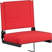 مقاعد مريحة من Flash Furniture Grandstand من Flash - كرسي استاد أحمر - 500 رطل كرسي قابل للطي - مقبض للحمل - مقعد مبطن للغاية