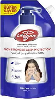Lifebuoy Antibacterial Hand Wash Refill Pouch, Mild Care 100% Stronger Germ Protection, 1 Liter