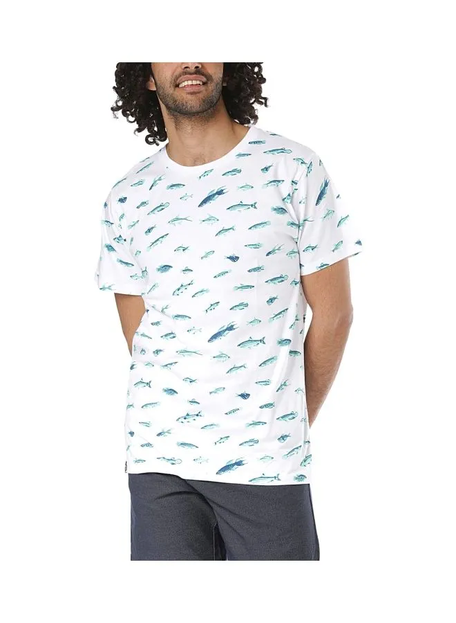 DEDICATED Small Fish T-Shirt White/Blue