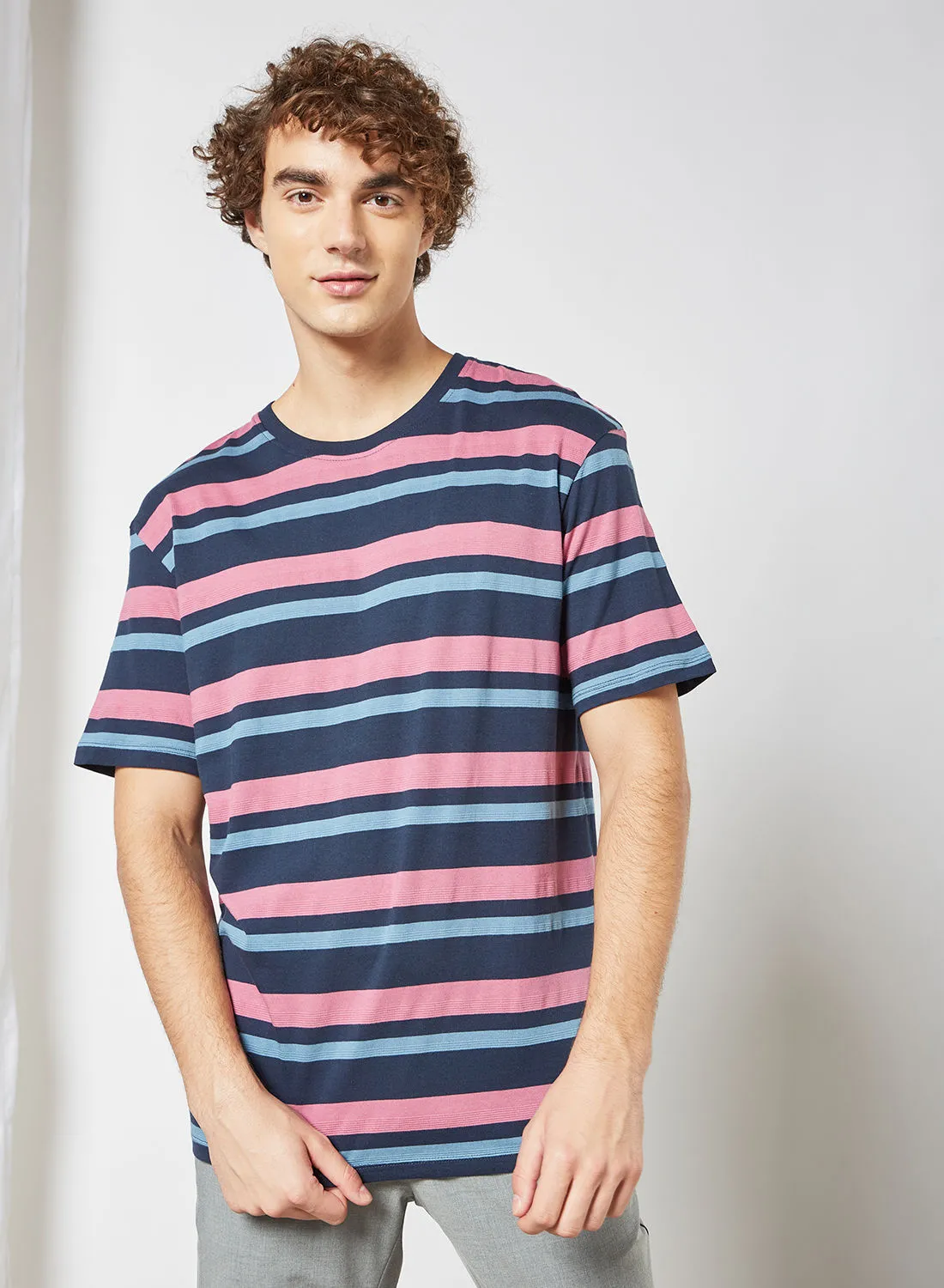 JACK & JONES Stripe Print T-Shirt Navy