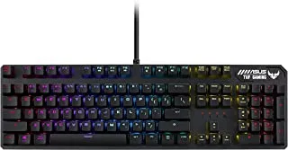 لوحة مفاتيح ميكانيكية ASUS TUF Gaming K3 RGB ، ومفاتيح Kailh حمراء ، ومفتاح N-Key ، وممر USB ، وثمانية مفاتيح ماكرو قابلة للبرمجة ، وغطاء علوي من سبائك الألومنيوم ، ومسند للمعصم - أسود