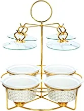 Shallow 4pcs 7inch Round Casseroles with Candle Stand and Handle 40.5x39.5x29.5
