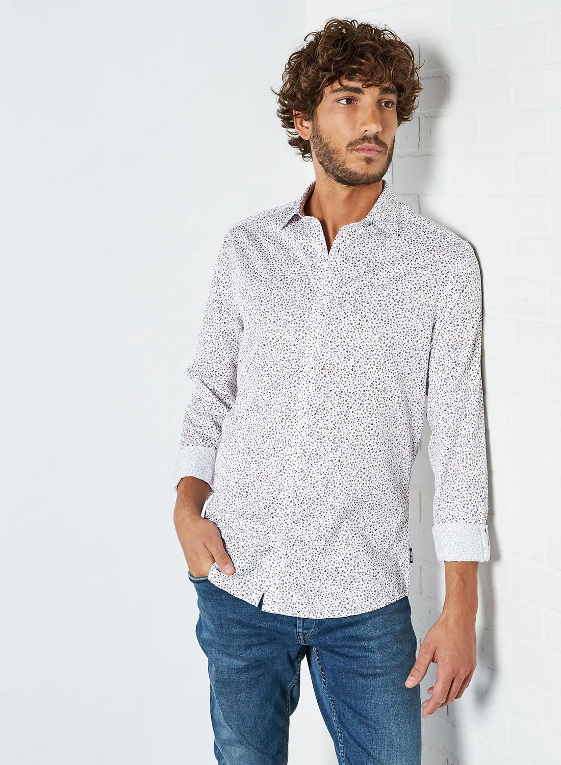 ONLY & SONS All-Over Ditsy Print Shirt White