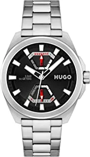 Hugo Boss Men's Grey Dial Black Leather Watch