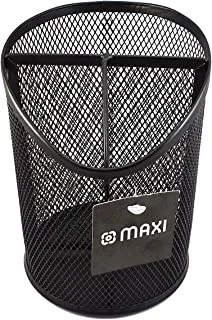 Maxi 3 Slot Metal Mesh Pen and Pencil Holder, Black