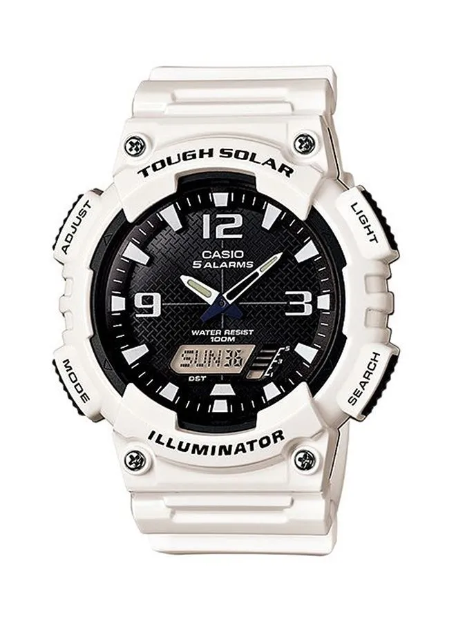 كاسيو ساعة يد كوارتز بعقارب ورقمية من الراتينج AQ-S810WC-7AVDF - 46 ملم - أبيض