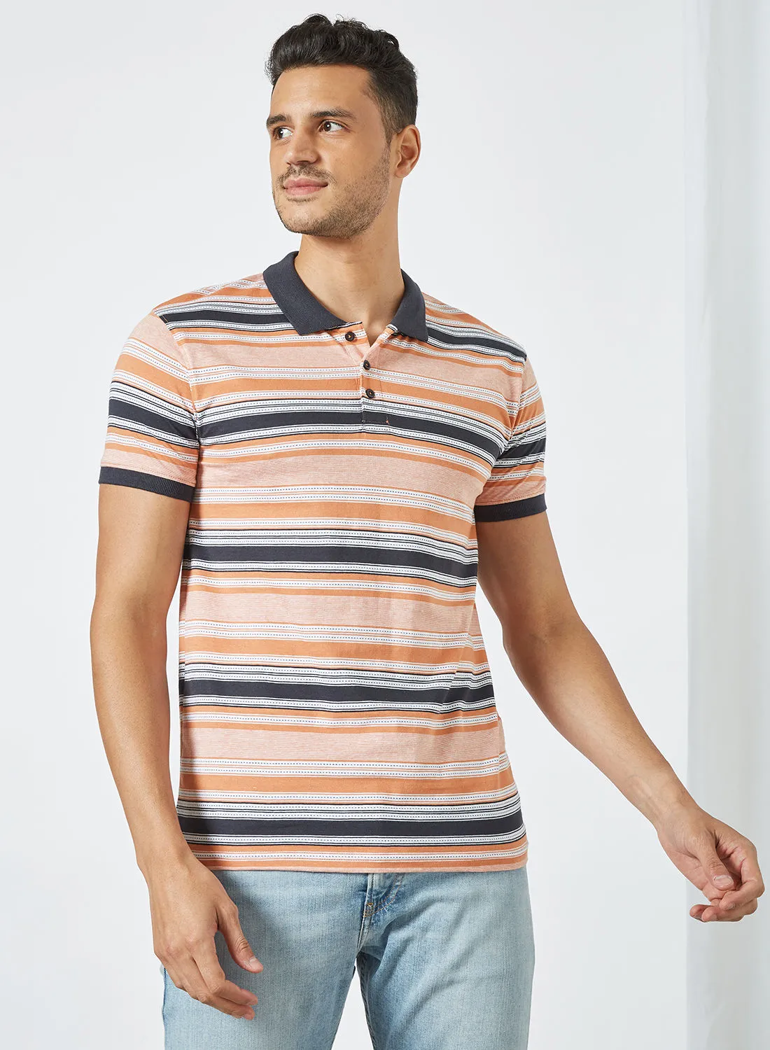 Sivvi x D'Atelier Stripe Print Polo T-Shirt Multicolour