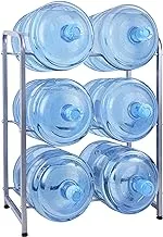 In House 6 Bottles Water Cooler Jug Rack, 5 Gallon Water Bottle Storage Rack, 3 Tier, Silver, assorted, EJ31175