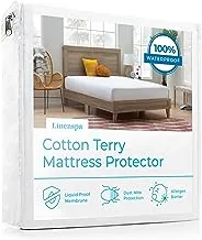 Linenspa Cotton Terry Waterproof Mattress Protector - Top Protection - Twin Mattress Protector, White