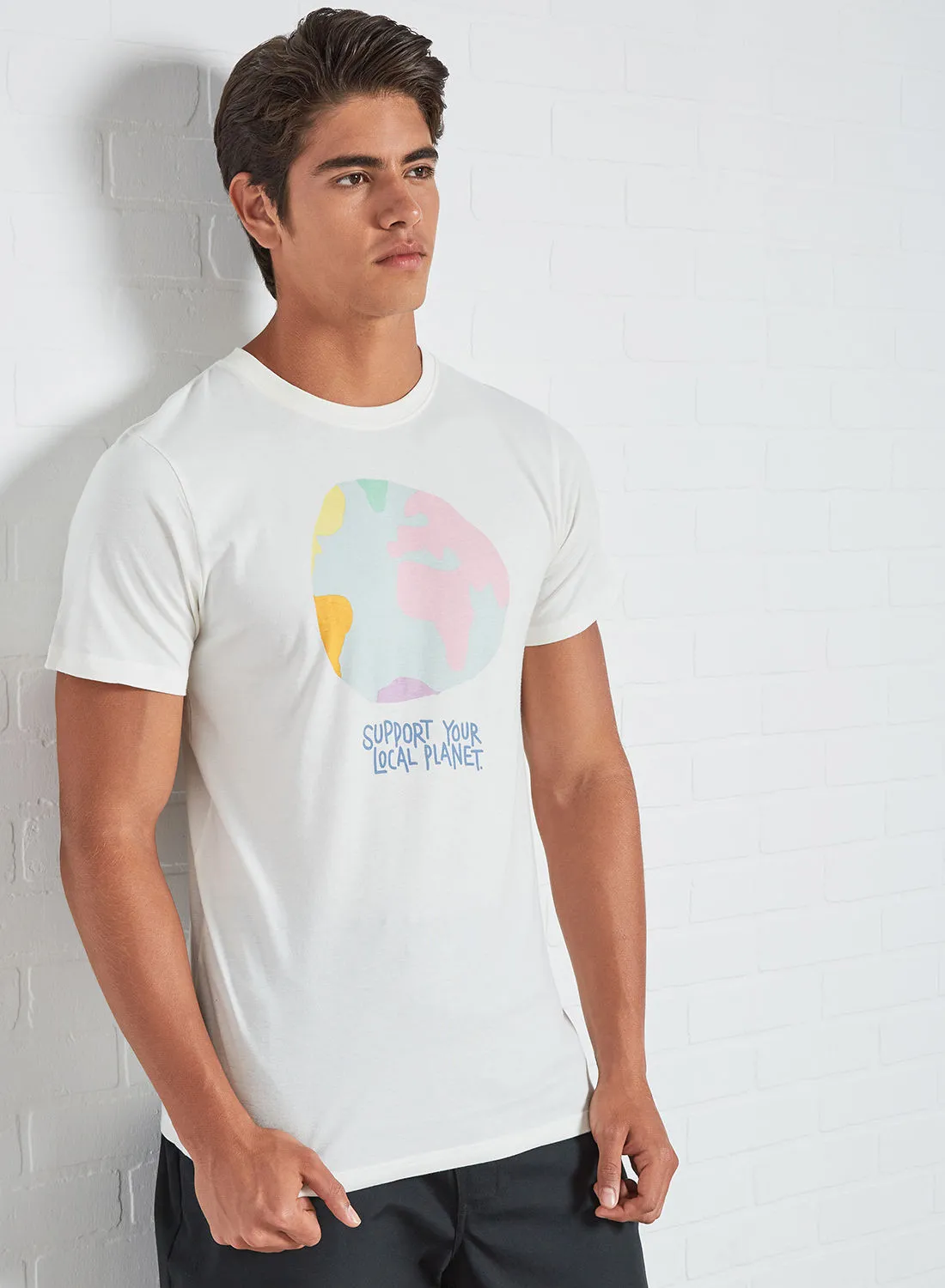 DEDICATED Stockholm Color Globe T-Shirt Off-White