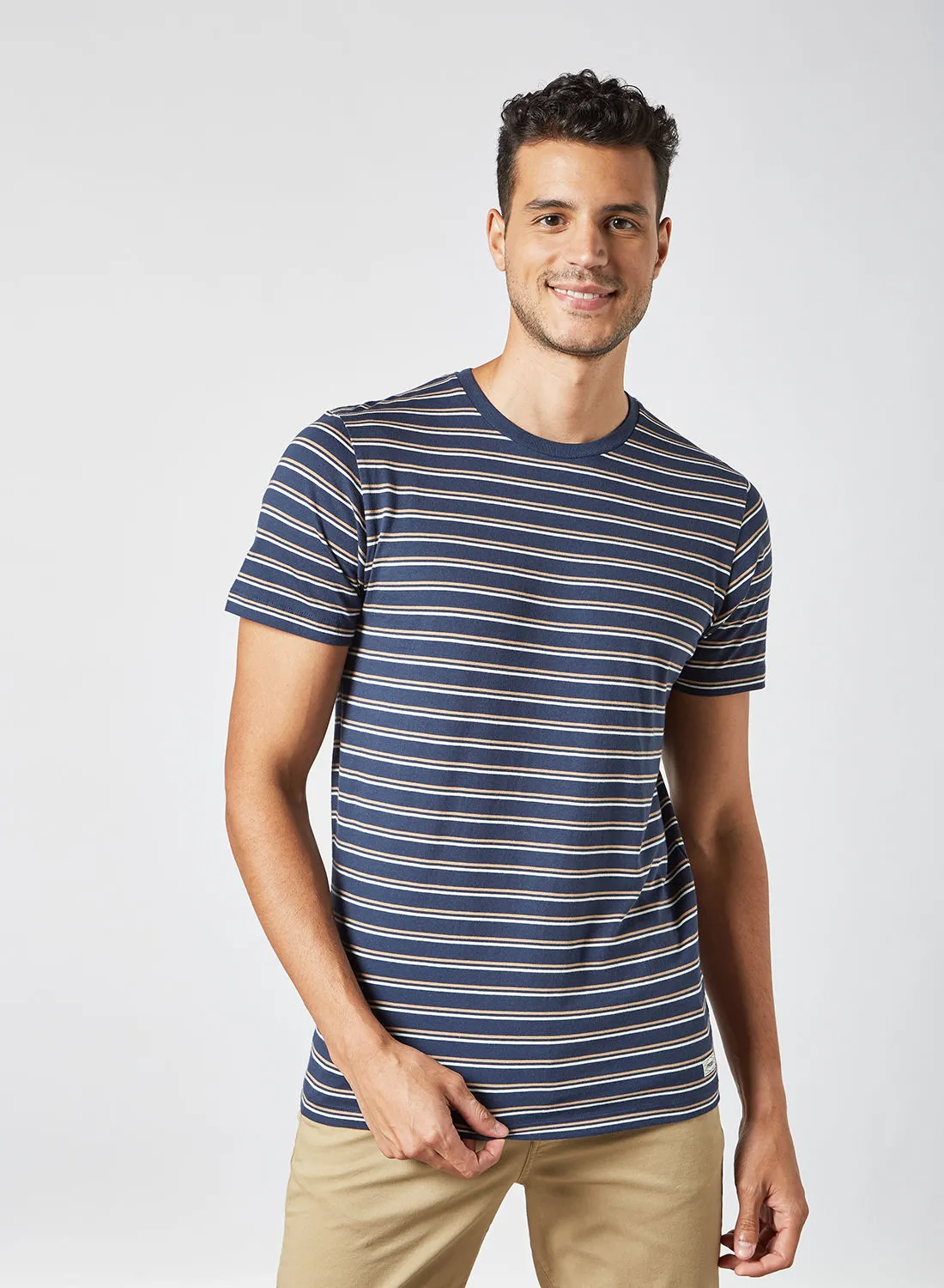 PRODUKT Stripe Print T-Shirt Navy