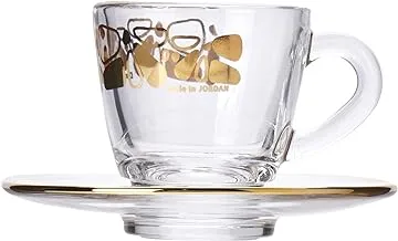Dimlaj Glass Coffee Cup+Saucer Set 12Pcs Lava Gold