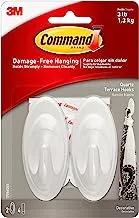 Command Slate Terrace Medium Hooks | Holds 1.3 kg each hook | Black color | Organize | Decoration | No Tools | Holds Strongly | Damage-Free + 2 hooks and 4 strips/pack