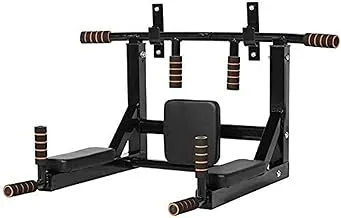 Max Strength - Multifunctional Wall Mounted Pull Up Bar, Pull Up Bar Wall Mounted Chin Up Bar Multi-Grip Full Body Strength Training Workout Dip Bar
