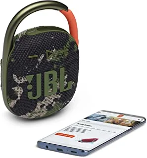 JBL Clip 4 Portable Bluetooth Speaker, JBL Pro Sound, Punchy Bass, Ultra-Portable Design, Integrated Carabiner, Clip Everywhere, IP67 Waterproof + Dustproof, 18H Battery - Squad, JBLCLIP4SQUAD