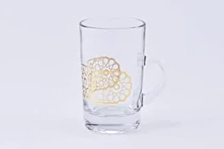 Glass Tea Tumbler W/Handle Set Furat Gold /6Pcs