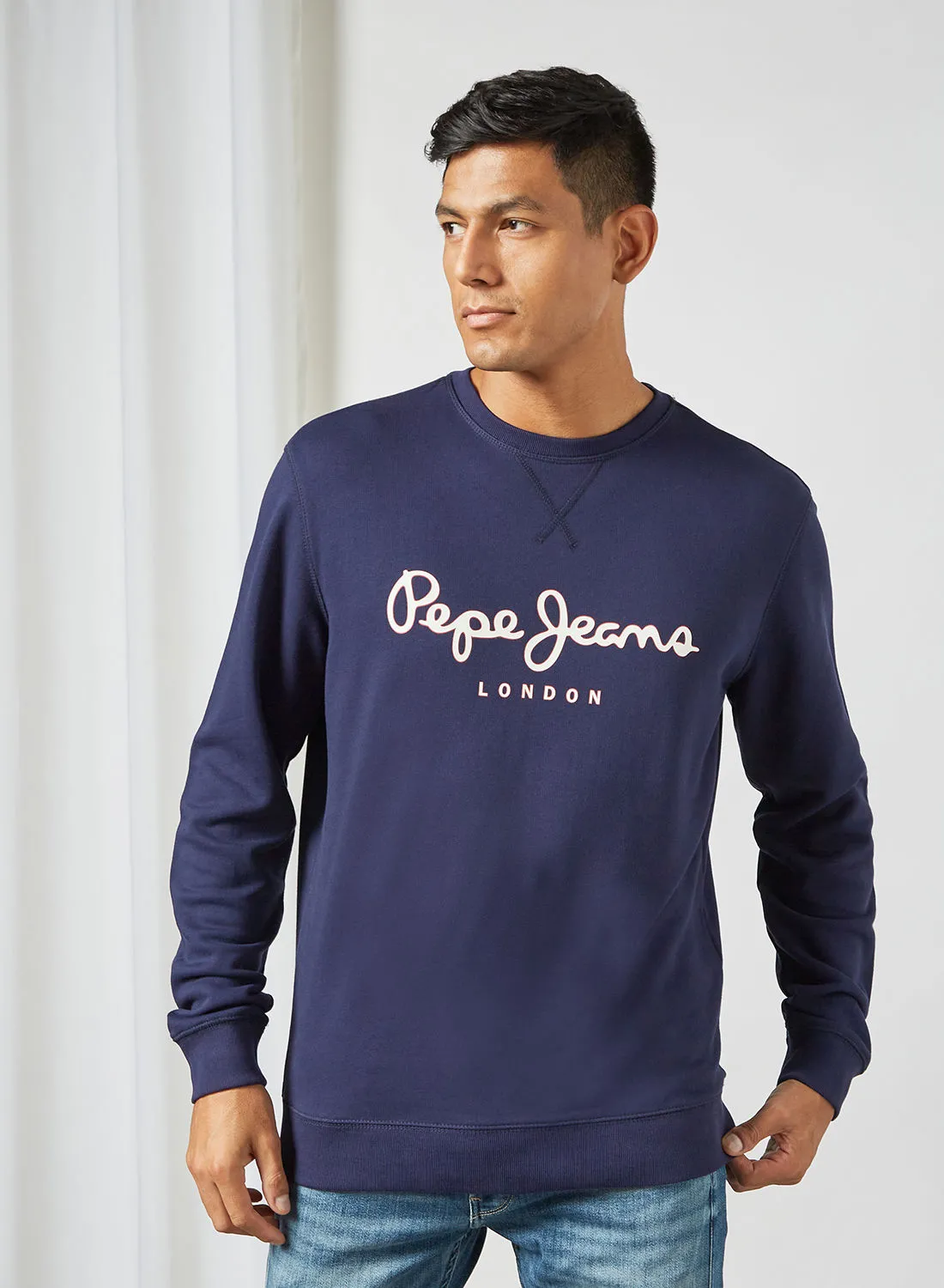 Pepe Jeans LONDON Logo Print Sweatshirt Blue