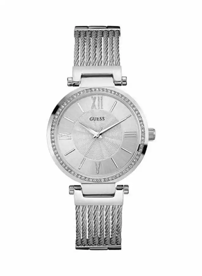 GUESS Women's Textured Stainless Steel Bracelet Watch W0638L1