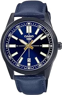 Casio Men'sAnalog Black Dial Stainless Steel Black ion Plated Band