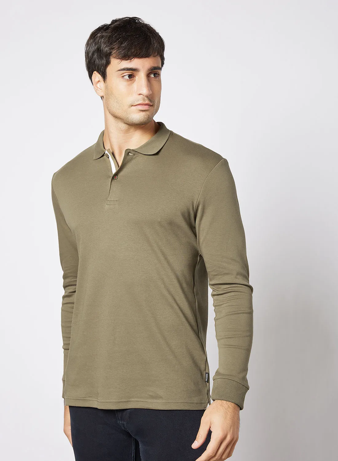 ONLY & SONS Long Sleeve Jersey Polo Brown