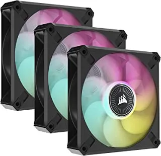 CORSAIR ML120 RGB ELITE, 120mm Magnetic Levitation RGB Fan with AirGuide, 3-Pack with Lighting Node CORE - Black