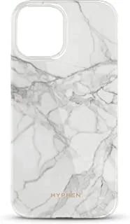 جراب رخامي HYPHEN LUXE متوافق مع iPhone 13 Pro (بلاستيك حراري | أبيض | صلب) - تقنية متوافقة مع الشحن اللاسلكي