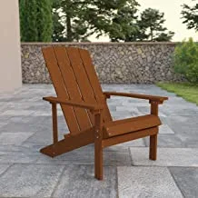 Flash Furniture Charlestown All-Weather Poly Resin Wood Adirondack Chair in Teak
