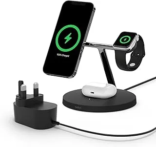 Belkin BoostCharge PRO 3-in-1 Wireless Charger with MagSafe for iPhone 15, iPhone 14, 13 and 12 + Apple Watch + AirPods (Magnetically Charges iPhone 15, iPhone 14, iPhone 13 and 12 Models up to 15W)