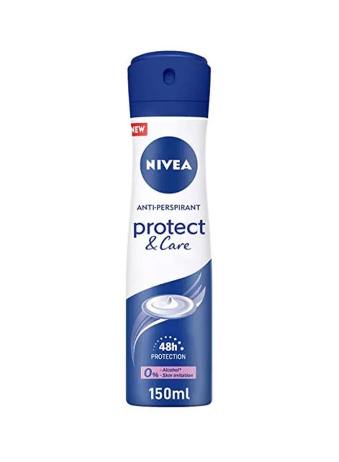 NIVEA Protect & Care Antiperspirant for Women No Ethyl Alcohol Spray White/Blue 150ml