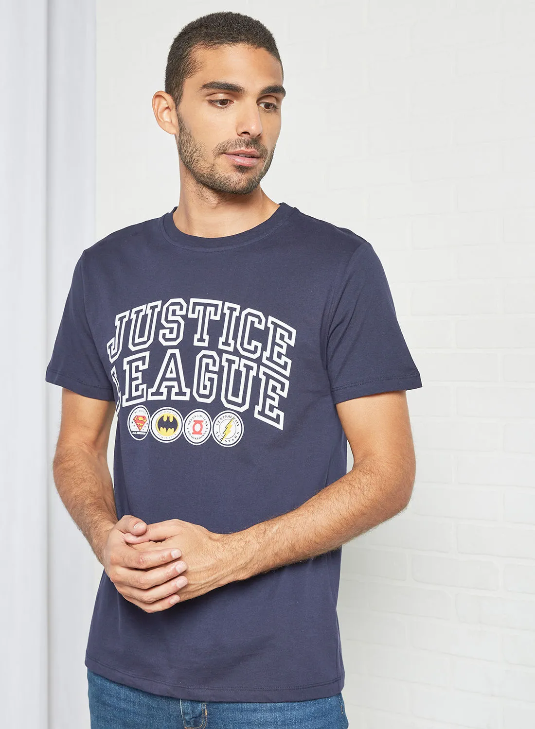 STATE 8 Justice League Print T-Shirt Navy
