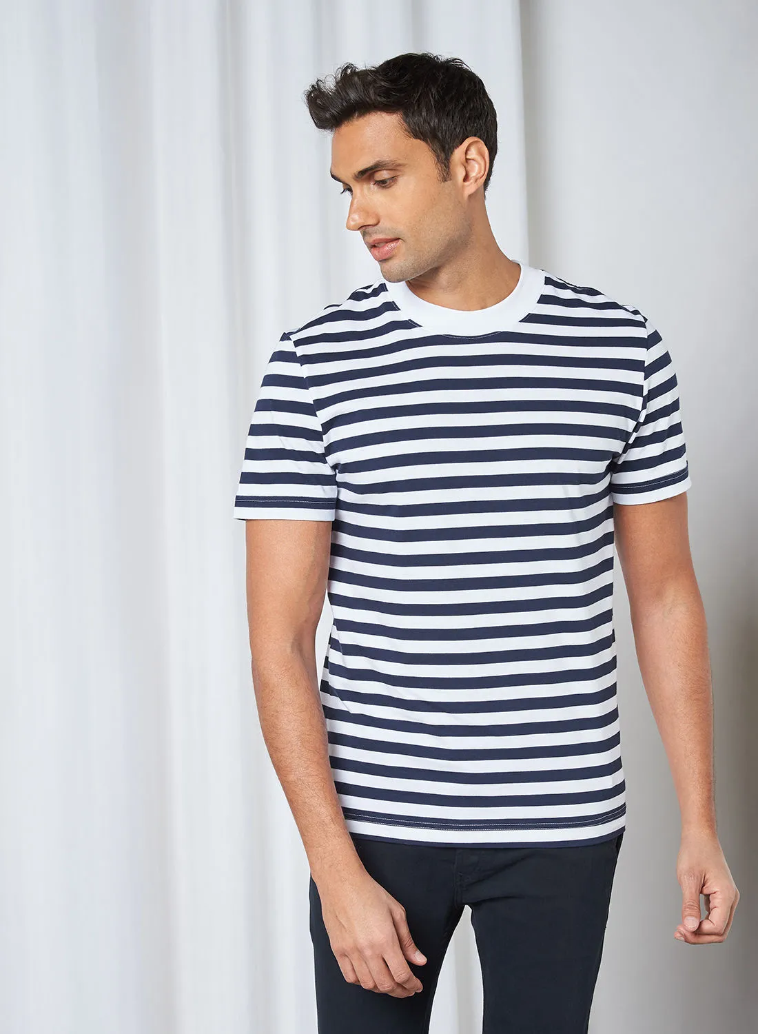 Selected Homme Striped T-Shirt Bright White(11-