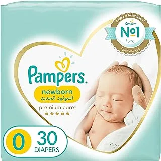 Pampers Premium Care, Size 0, Newborn, < 2.5kg, Carry Pack, 30 Taped Diapers