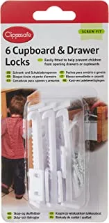 Clippasafe cupboard lock, cl710, white (6-pack)