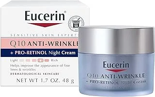 كريم الليل Eucerin Q10 المضاد للتجاعيد + Pro-Retinol ، كريم الوجه للبشرة الحساسة ، عبوة 1.7 أونصة