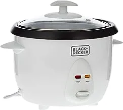 BLACK+DECKER 400w 1l rice cooker removable nonstick bowl and steaming tray with water level indicator and glass lid with cool touch, for healthy meals rc1050-b5
