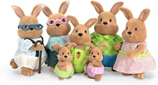 Li'l Woodzeez WZ6711Z Li’l Woodzeez – Cottonball Rabbit Family with Grandparents – 7pc Set with Miniature Figurines – Animal Toys and Accessories for Kids Age 3+
