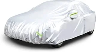 غطاء السيارة الفضي المقاوم للعوامل الجوية Amazon Basics - PEVA بالقطن ، سيارات السيدان حتى 225 بوصة