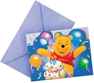Procos Winnie The Pooh Diecut Invitation And Envelopes - 6 Pieces, Unisex